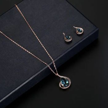 Oval Gemstone Necklace Full of Diamond Earrings Necklace Set Length 45cm Style Fashion Trademark AVA Pendant Shape Bead Specification - Yiwu AVA Co., Ltd. - China