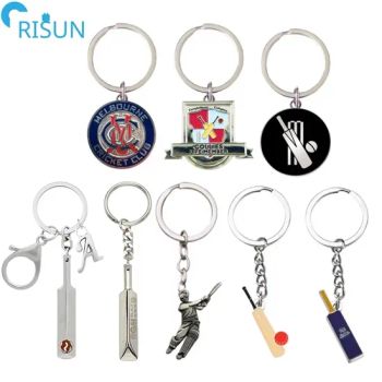 Customized 3D Metal Enamel 3D Sport Batsman Cricketer Cricket Bat Llaveros Keychains Keyrings Custom Cricket Key Chain - Shenzhen Risun Trading Co., Ltd. - China