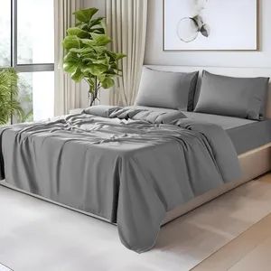 Home Textile 100% Cotton Bed Sheet Set for Adult Use Seasons All Quantity 4 PCS Age Group Adults HS Code 63021090 Pattern Plain Dyed - Hangzhou Yiying Trade Co., Ltd. - China