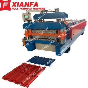 Glazed Tile Double Layer Roll Forming Machine Trapezoidal Roof Panel Making Machine Roof Tile Sheet Forming Machine - Botou Xianfa Roll Forming Machine Factory - China