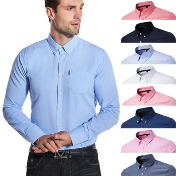 High Quality Casual Plain Solid Color Mens 100 Cotton Formal Full Sleeve Button Down Oxford Shirts - Yancheng Seanrui Apparel Co., Ltd - China