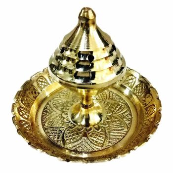 Golden Metal Handicrafts Incense Holders Color Golden Material Metal Finishing Brass Coated Usage/Application Pooja Country of Origin Made in - Shree Laxmi Handicrafts - India