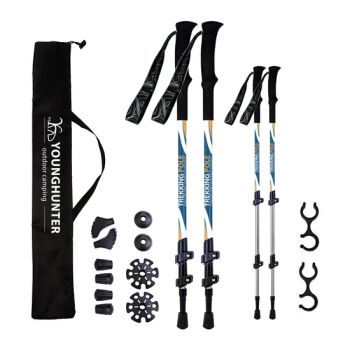 Folding Anti-Slip Walking Stick 7075 Carbon Fiber Trekking Poles Outdoor 63-135cm Telescopic Climbing Equipment Aluminum Hiking Stick - Ningbo YoungHunter industrial and trading Co.,Ltd - China