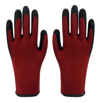 Labor Protection Gloves 21 Yarn Yellow Yarn Green Cotton Yarn DIP Rubber Wholesale Anti-Slip Wear-Resistant Hanging Glue Coated Rubber Wrinkle Gloves Wholesale - Linyi Golden Dragon Source Safety Technology Co., Ltd. - China