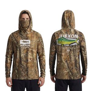 Camo Printed Hunting Fishing Hoodie Men UPF 50 Waterproof Breathable Full Coverage Face Mask Moisture Wicking Tactical Outdoor - Cmc - Vietnam