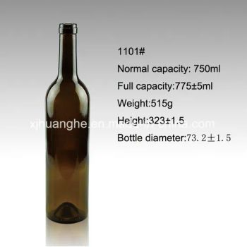 Bordeaux Wine Glass Bottle for Red Wine Origin China Trademark HH Material Glass Usage Beverage HS Code 701090 Sealing Type - Xinjiang Huanghe Packing Co., Ltd. - China