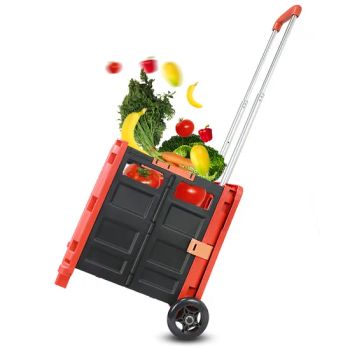 55L Plastic Factory Directly Rolling Portable Supermarket Folding Foldable Shopping Trolleys Carts - Smarter Luggage Bag Co., Ltd. - China