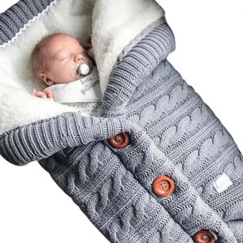 Thick Fleece Double Layers Knitted Newborn Swaddle Blankets Baby Stroller Wraps Infant Sleeping Bag for Winter - Fuzhou Haomin Imp. & Exp. Co., Ltd. - China