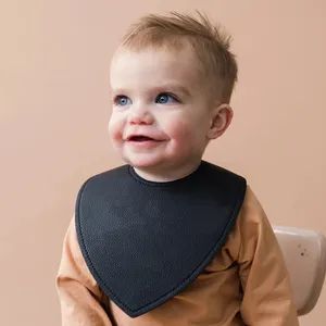 New Design Cute Wipe Clean Baby Bibs Vegan Leather Baby Bibs for Kids - HANGZHOU AIFU HOUSEHOLD CO., LTD. - China