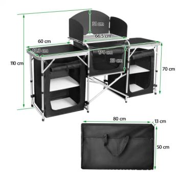 High Quality Aluminum Alloy Material Outdoor Camping Mobile Kitchen with Cloth Cabinet Outdoor Lightweight Camping Table - Anhui Junhan International Trade Co., Ltd. - China