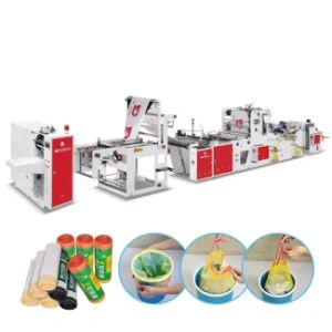 Factory Price Fully Automatic Interleaved Overlap Perforation Drawstring Rolling Garbage Bag Making Machine - Qingdao Chuancheng Precision Electromechanical Co., Ltd. - China