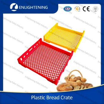 725X650X150mm Heavy Duty Food Grade Hygenic Mesh Vented Large Big Grey Blue Bakery PP Stackable Plastic Bread Crates with Moving Dollies/Trolleys - Enlightening Pallet Industry Co., Ltd. - China