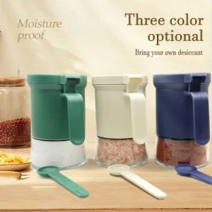 Kitchen Tools Kitchen Seasoning Tank 350ml Kitchen Slat Spice Jar Shaker Bottle Glass with Measuring Spoon - Zhongshan Mingxin Silicone Manufactory - China