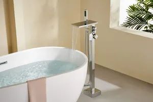 Chromed Finish Floor Standing Waterfall Bathroom Bath Tub Faucets Mixer - JIANGMEN LIVING STONES HOUSEHOLD CO., LTD. - China