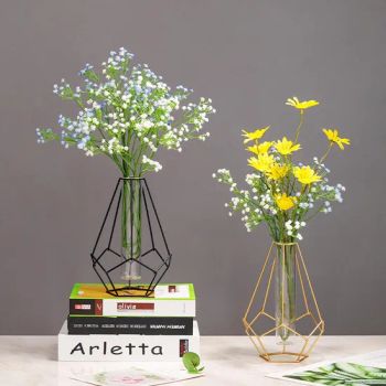 Nordic Minimalist Style Metal Vases with Glass for Flowers Creative Home Decor - Market Union Co. Ltd. - China