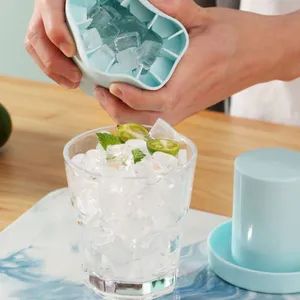 Round Bar Cooler Large Ice Cube Mould Blue Manual Squeezing Maker Silicone Ice Cube Bucket with Plastic ABS Lid - Wenzhou Cathylin International Trade Co., Ltd. - China