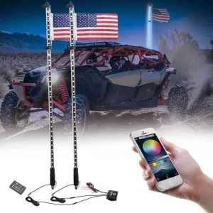 Edge Rlwp-6p Two Pieces 6FT RGB LED Dancing Whip Lights with Smartphone APP and RF Controller, with Flag for UTV ATV Jeep Truck 4X4 Sxs Buggy Dune, Pair - Avs (Ningbo) Industrial Co., Ltd. - China