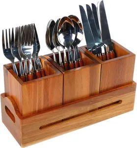 Acacia Wood Household Kitchen Knife, Fork, Spoon Storage Set - Nanping Zhenghe Qiaohe Industry and Trade Co., Ltd. - China