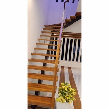 Wooden Staircase Hand Railing Color Brown Material Wooden Position Stairs Glass Type Toughened Top Rail Material Wooden Overall Appearance - A.B Cub Work - India
