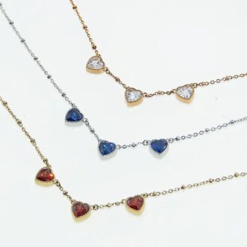 Luxury Red Zircon Heart Stainless Steel Necklaces Pendant for Women's Day - Dongguan Sweet Hardware Co., Ltd. - China