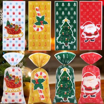 Christmas and Custom Cellophane Treat Bags Clear Flat Cello Treat Bags with Ties for Bakery Cookies Christmas Decorative Gift - Tianjin Smile Imp & Exp Co., Ltd. - China