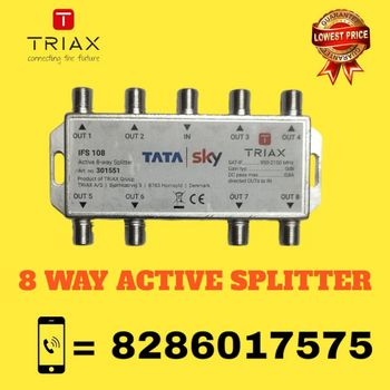 TRIAX 8 Way Active Splitter (F Type, 75 Ohm, 800-2500 MHz) Impedance 75 ohm Split ratio 8 way Power rating 50 W Connector type F - Dish Antenna Master Mumbai - India