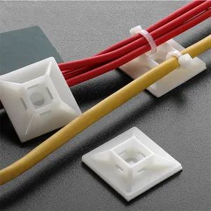 High Quality Low Price Self Adhesive Cable Tie Holders Black White Tie Wire Clips Nylon Cable Tie Mounts with Screw Holes - Dongguan Chuancheng Plastic and Electronic Co., Ltd - China