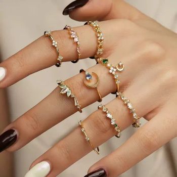 S925 Zircon Rings Set for Women, Dainty Crystal Stackable Rings, Elegant Vintage Jewelry Gifts - Taiyuan Jinshenghe Trading Co., Ltd. - China