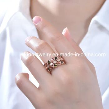 Fashion Jewelry Dark Peridoct 925 Silver Ring Dark Chanmpagne CZ 925 Sterling Silver Ring for Women White AAA 5A Zircon Diamond Rings - Zhuhai Kirin Jewelry Co., Ltd. - China