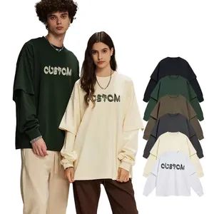 2025 Oversized Print Streetwear Graphic Manufacturer Mens T-Shirts T Shirt Heavy Weight Cotton Custom Logo Double Layer Long Sleeve T-Shirt - Guangzhou Yuedong Clothing Co., Ltd. - China