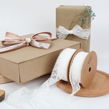 Made in China La Ribbons Sustainable Fabric Embroidery 100% Cotton White Lace Trim Ribbon - GRACE RIBBON & PRINTING MACHINERY CO., LTD - Vietnam