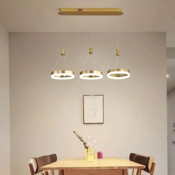 Smart Remote Control LED Lamp Round Gold Hanging Lamp European Chandelier Dimming Pendant Light - NINGBO SELLWELL LIGHTING APPLIANCE CO., LTD. - China
