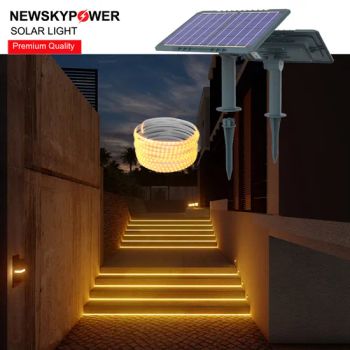 Solar Powered Outdoor LED Light Strips CCT. RGB Wires 5m Voltage DC4V Material ABS Origin China Model Mj-Sm50 Qty / Carton 8 - Qingdao Commercial Energy Electronics Co., Ltd. - China