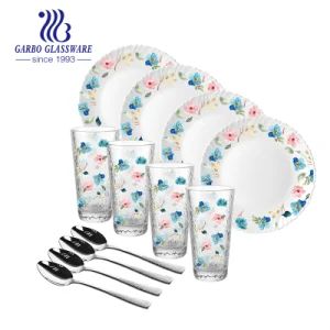Luxury 12PCS Glassware and Cutlery Set Custom 4PCS Dinner Spoons 4PCS Glass Cups and 4PCS Glass Plates with High-End Decal Design for Daily Afternoon Tea - Guangzhou Garbo International Trading Co., Ltd. - China
