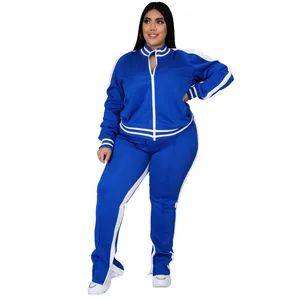 Fancy Good Quality Two Piece Womens Set with Zipper Slit Plus Size Clothing Women Two Piece Activewear Set - Jinjiang Superstarer Import & Export Co., Ltd. - China