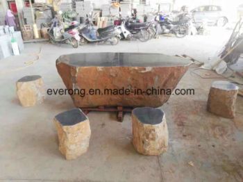 Pans Lava Stone Garden Furniture Stone Table Chair Polished Surface Basalt Grey Stool Chair - Xiamen Everong Industry&Trade Co., Ltd. - China