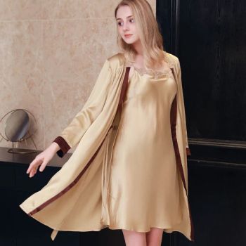 100% Silk Charming Women Slip Nightgown with Robe Size S MOQ 3PCS Weave Woven Origin China Material Silk Trademark OEM Gender Women's - Jzf Trading Co., Ltd. - China