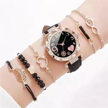 6PCS Luxury Leather Strap Wristwatch Ladies Quartz Watches Casual Watch Bracelet Set for Women - Dongguan Miao Xin Craft Co., Ltd. - China