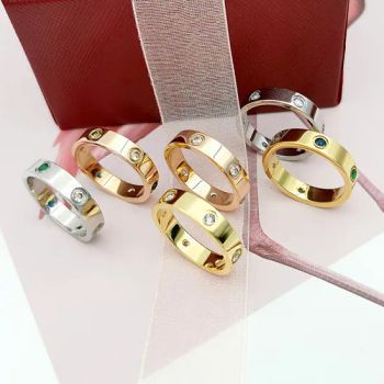Hot Sale Replica Brand Unisex Rings Finger Gold Plated Rings Non Fading Trend Diamond Rings - Putian Chengqiu Hui Trading Co., Ltd. - China