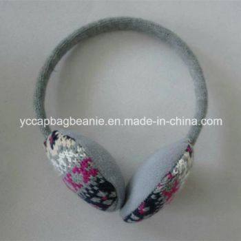 High Quality Jacquard Pattern Knitted Earmuff Color Grey Origin China Model NO. YC-605 Earflap Warm Earmuff Trademark YC - YC Clothing Co., Ltd. - China