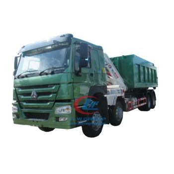 Sinotruk 8X4 12 Wheeler 25tons Arm Roll Detachable Waste Roller Self Loading Hook Lift Bin Garbage Truck with Crane - Chengli Automobile Sales Co., Ltd. - China