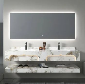 Elegant Sintered Stone Vanity with Space-Saving Wall Storage OEM Yes MOQ 30PCS Origin China Trademark BS Style Modern Condition New - Chaozhou Baisheng Technology Co., Ltd. - China