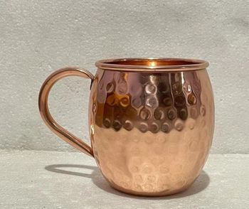 475ML Copper Mugs Sets Shape Pot Size Medium Capacity 475ML Design Hammered Material - Nasir International - India