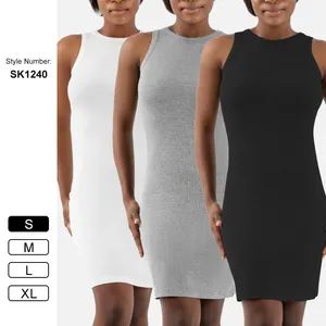 Fashion Modal Ribbed Bodycon Dress Sexy Sleeveless Vest Club Party Wear Movers & Shakers Dress Party Dresses Women's Mini Dress - Hangzhou Manbu Clothing Co., Ltd. - China