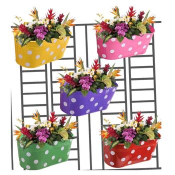 Metal planter pot hanger and stand customized color rectangular outdoor 5 piece wall decorative items - HADIYA NOOR HANDICRAFTS - India