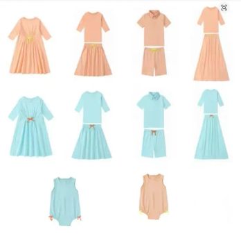 Orange Cotton Solid Casual Clothing Boys Girls Family Matching Clothes Dress Set - Goldely Garment Import and Export Inc. - China
