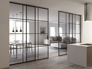 Aluminium Glass Sliding Slim Partition Design Simple Brand Corinzo Material Glass Open Style Sliding Country of Origin Made in - Corinzo - India