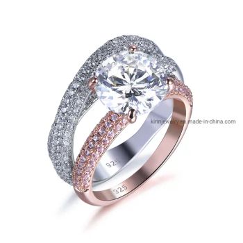 Double Ring Set 925 Sterling Silver Jewelry Rhodium Rose Gold Plating Ring CZ Engagement Rings - Zhuhai Kirin Jewelry Co., Ltd. - China