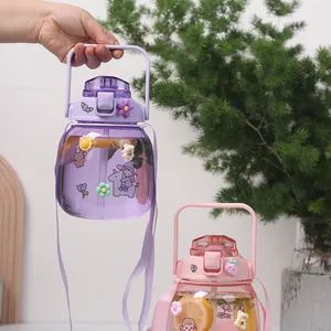New Design 1300ml /40 Oz Reusable Water Jug Plastic Large Water Bottles with Handle Straw for Sports Water Bottles - Ms Rhong Co., Ltd. - China