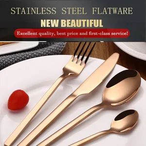 Stainless Steel Silverware Gold Dinner Knife Spoon Fork Set Grade AA, Ab Color Unicolor Model NO. jsl-001 Cutlery Set 5 PCS - Shandong New Beautiful Commercial Trading Co., Ltd. - China